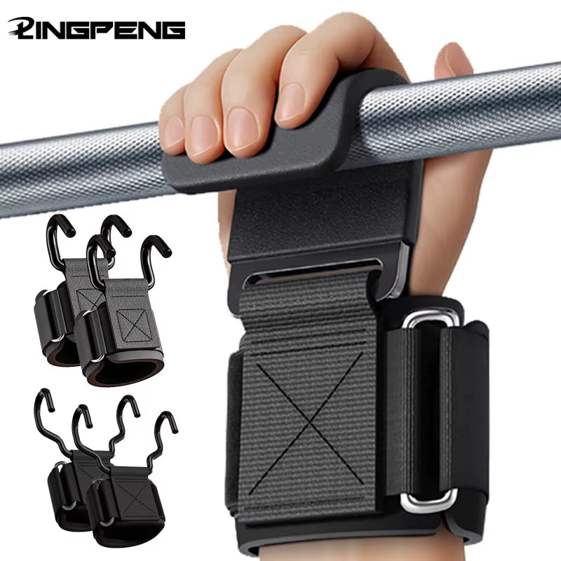 Weight Lifting Hooks Weight Lifting Grips Heavy Duty Pull up Straps Adjustable Powerlifting Support Hooks Straps for Gym Workout