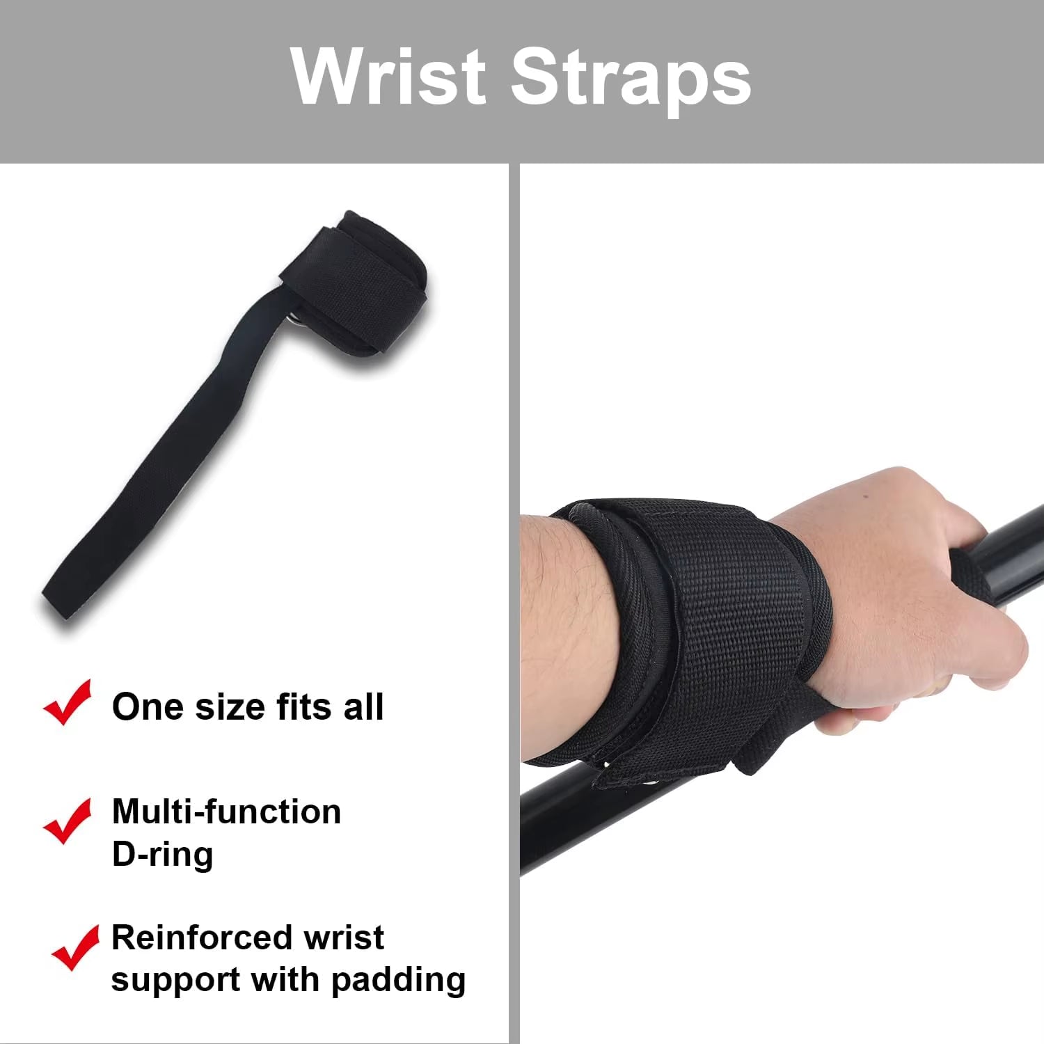 2Pcs Wrist Straps for Weightlifting Weightlifting Straps with D Ring Weight Lifting Straps Deadlift Straps for Gym Straps