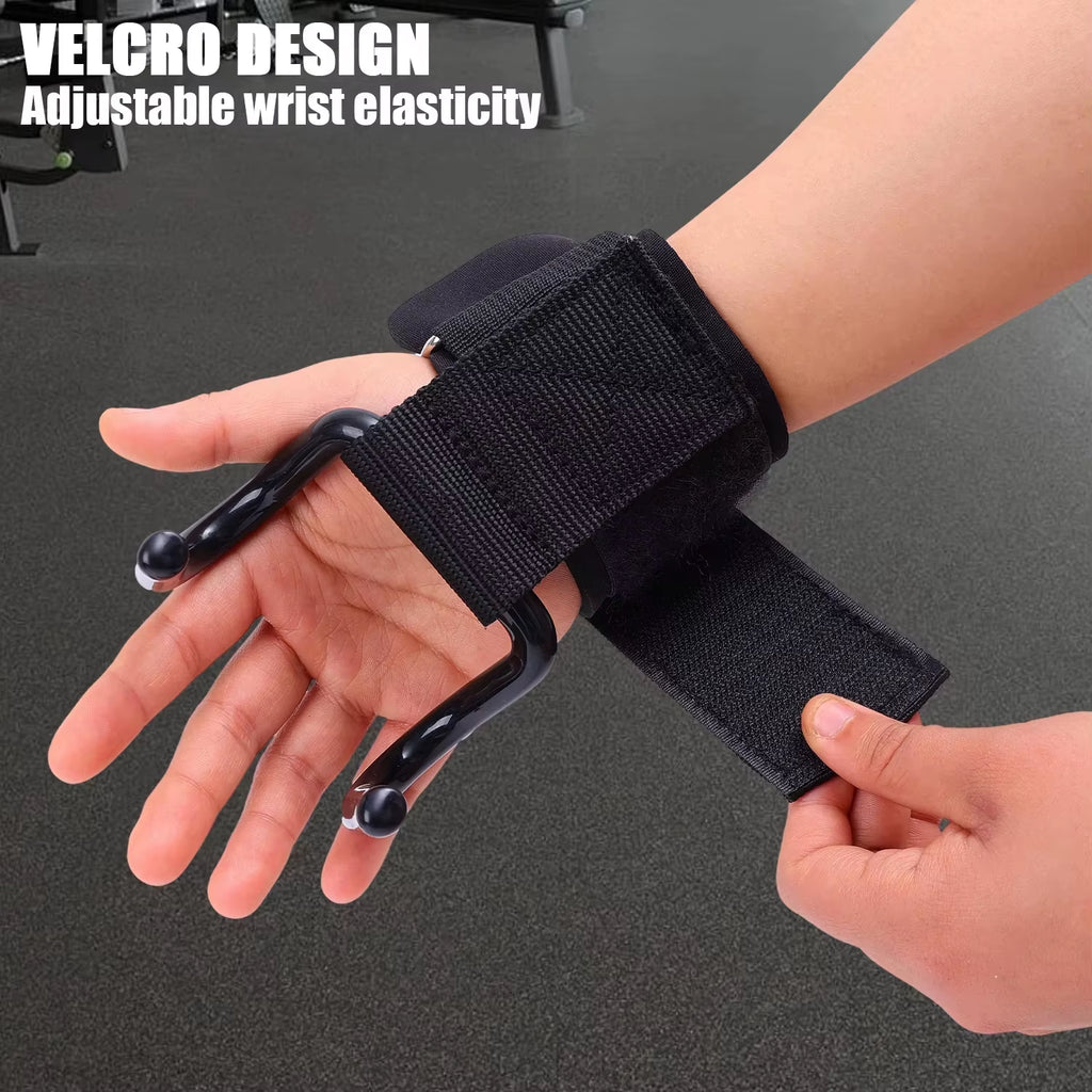 Weight Lifting Hooks Weight Lifting Grips Heavy Duty Pull up Straps Adjustable Powerlifting Support Hooks Straps for Gym Workout