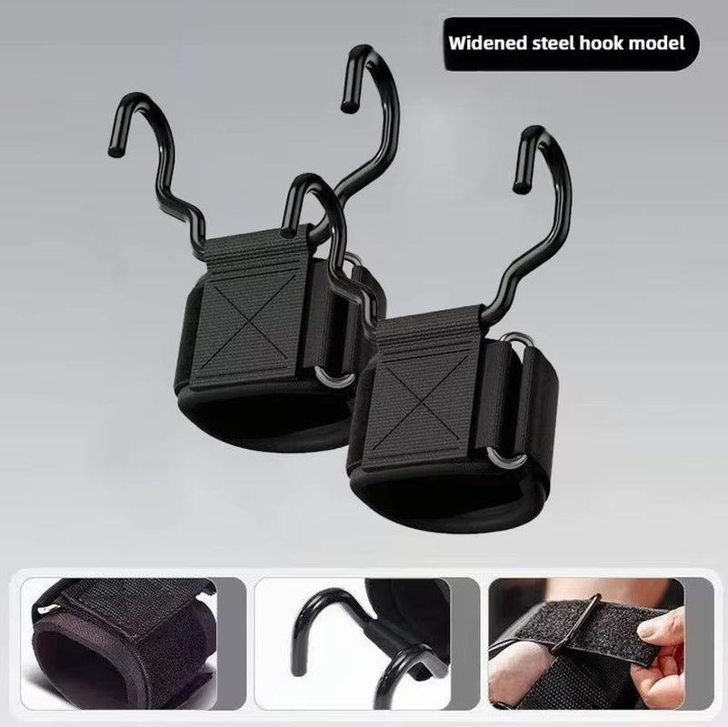 Weight Lifting Hooks Weight Lifting Grips Heavy Duty Pull up Straps Adjustable Powerlifting Support Hooks Straps for Gym Workout